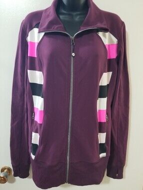 Lululemon Plum Stripe Track Jacket Approx M/L Plum/Pink